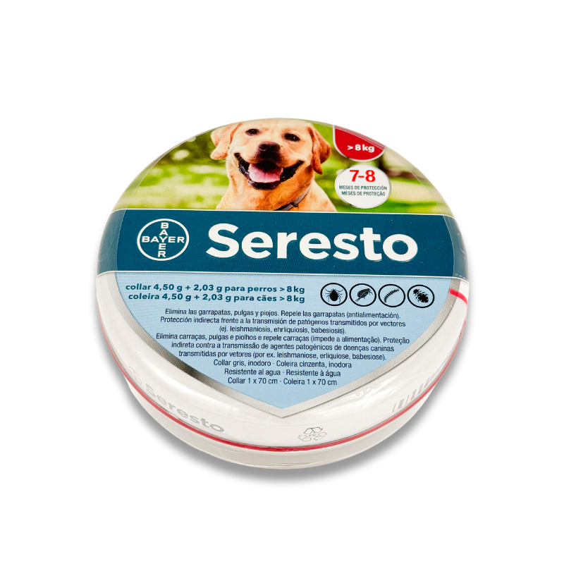Coleira Seresto antiparásitos para cães más de 8 kg