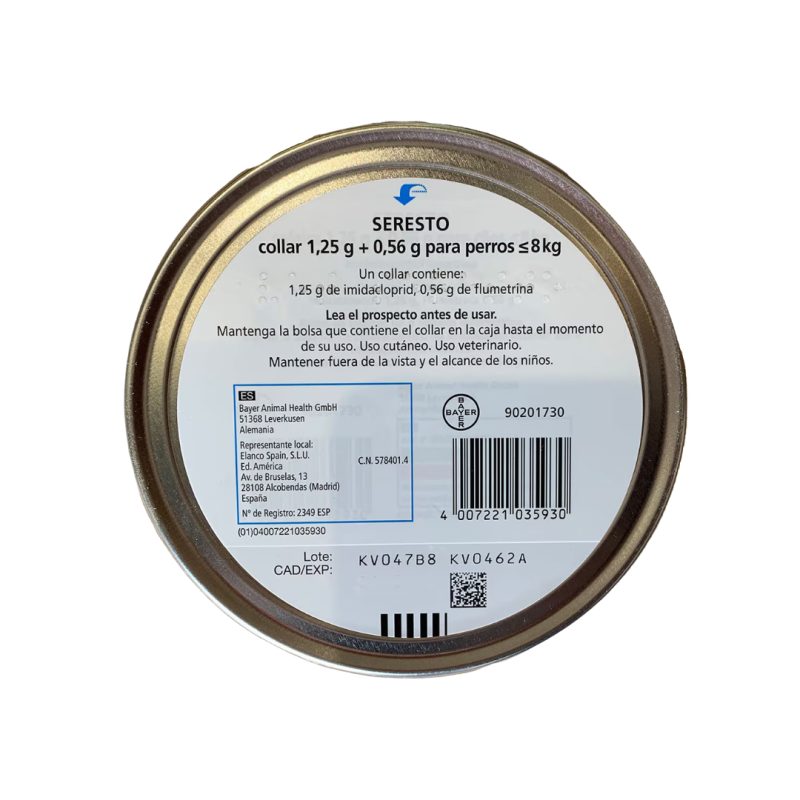 Coleira Seresto antiparásitos para cães menos de 8 kg